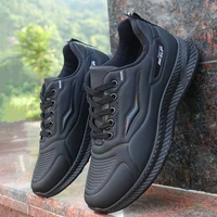 spring autumn sneakers leather waterproof sports shoes mens casual shoes thick rubber soles wear resistant black work shoes