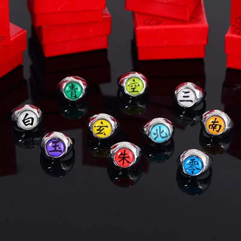

Single Naruto Akatsuki Ring Itachi Oshimaru Ghost Shark Hida Kakuto Konan Madara Deidara Penn Ring Gift Box Packaging