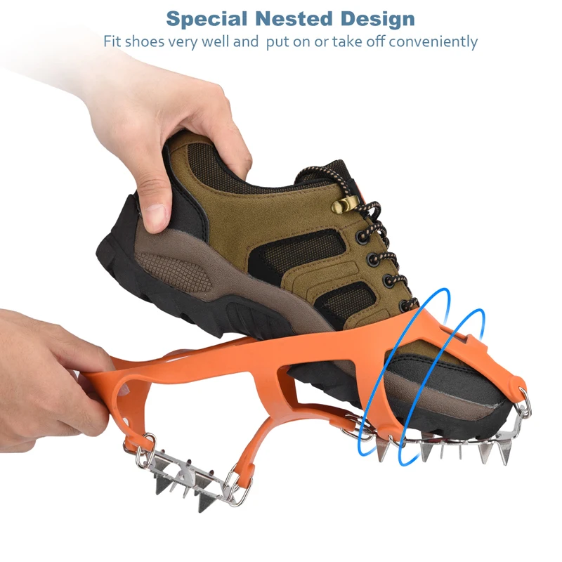 18 Teeth Anti-slip Covers for Shoes Non-slip Gripper Spikes for Winter Outdoor Climbing Ice Fishing Crampons Snow And Ice Cleats