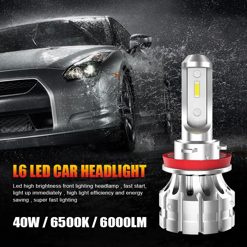 EURS Новое поступление H4 светодиодный автомобиль автомобильные фары H1 H4 H7 H8 H9 H11 HB3 HB4 9005 9006 светодиодный лампы для авто фары автолампа 6000K L6