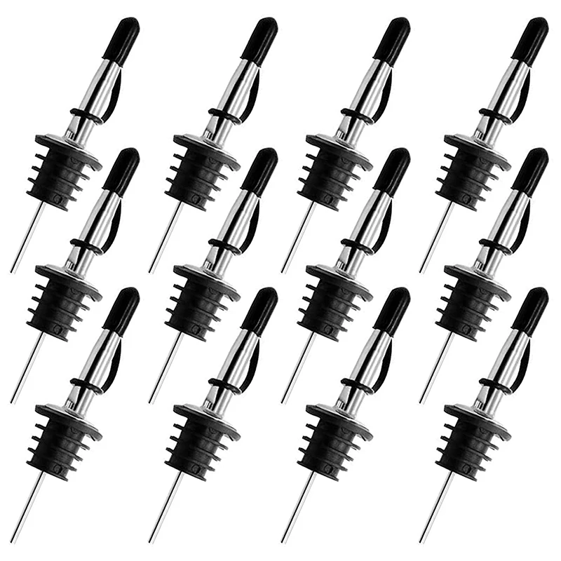 

Stainless Steel Liquor Bottle Pourers with Siamese Rubber Dust Caps,Pour Spouts for Liquor Bottles