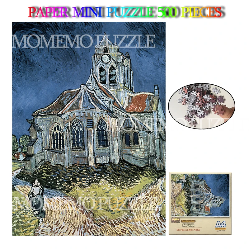 

The Church At Auvers Adults Jigsaw Puzzles Toys Mini 500 Pieces Paper Puzzle Brain Challenge DIY Assemble Jigsaw Puzzle Games
