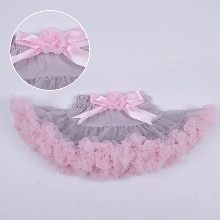 pink gray Модная юбка-пачка для маленьких девочек пышная Пышная юбка-американка для балета для маленьких детей, вечерние юбки для танцев, одежда принцессы из тюля для девочек - Цвет: pink gray