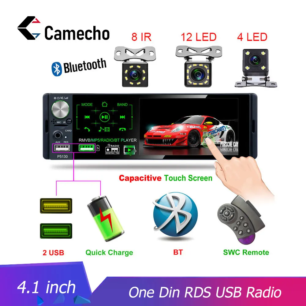 Camecho 1Din автомобильный Радио Мультимедийный MP5 плеер 4 1 'сенсорные Аудио Стерео