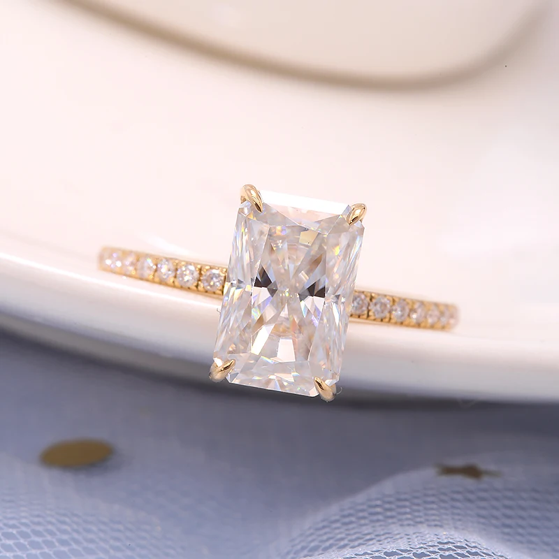 

AEAW 3.0ct Solid 18K White Gold Cushion Engagement&Wedding Moissanite Diamond Ring For Women Women Girls