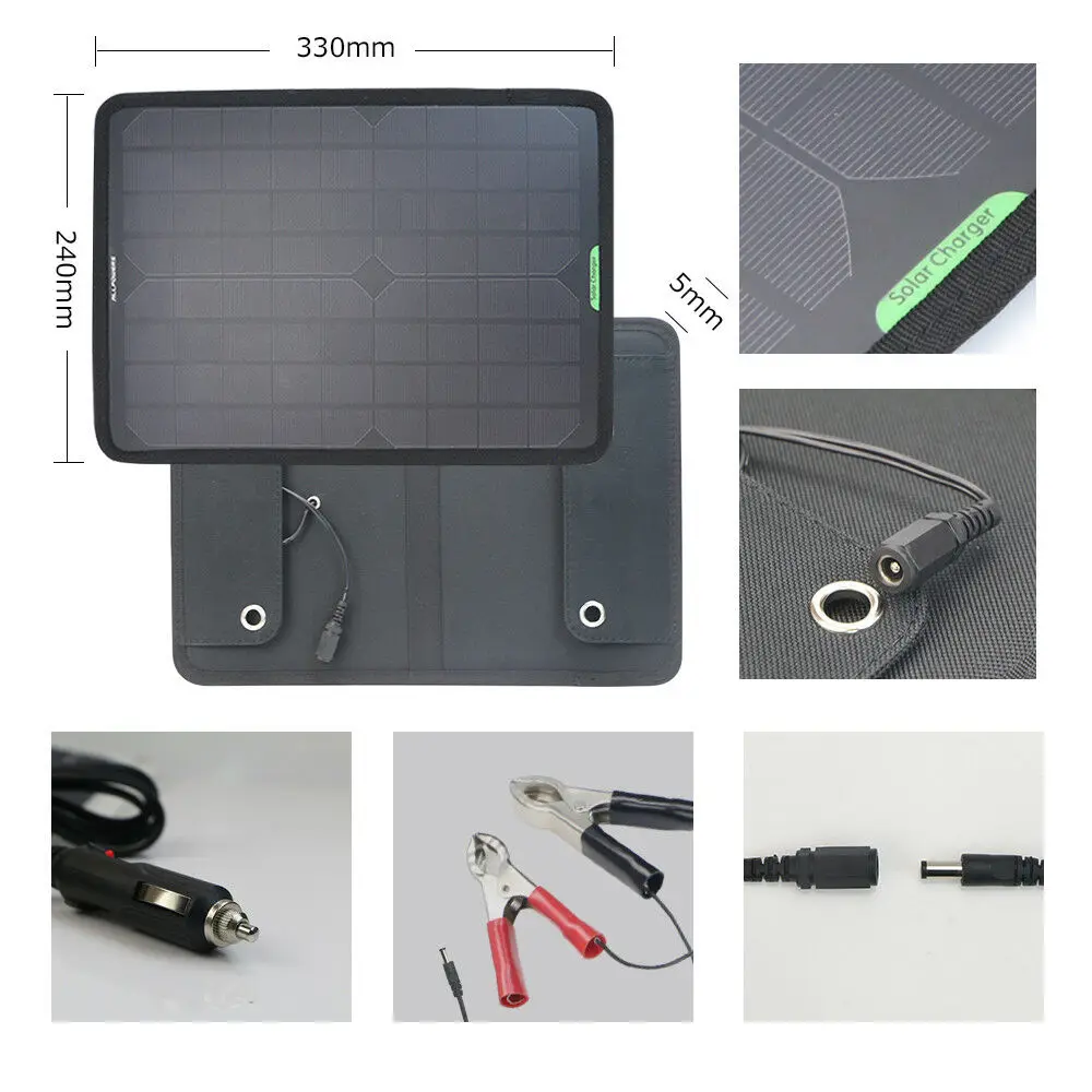 Universal High Efficiency 12V 10W 7.5W 5W Portable Solar Power Panel Car Battery Charger Marine Boat Outdoor Auto Backup |