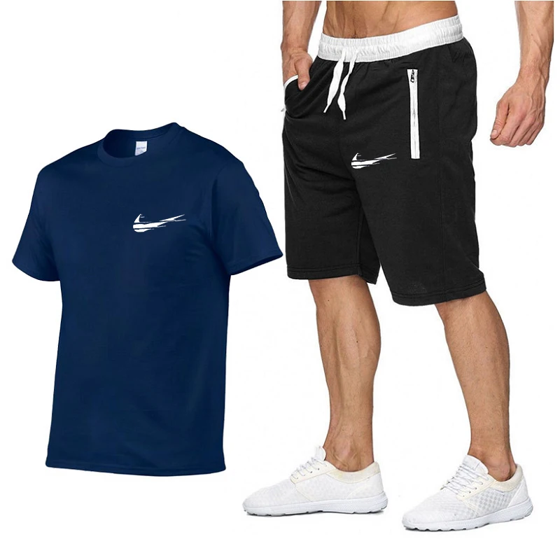 

Men's Tracksuit Men T-shirt + Men's Shorts Two Piece Set Casual Soft Sportswear Summer Men Clothing Men's Suit Jogging Male Sets