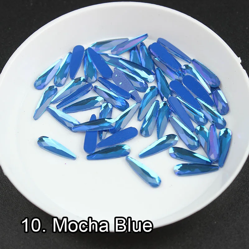 Mocha Blue Новинка 30 шт./упак. мокко неоновые цвета капли дождя форма 3x10 мм Стразы для ногтей страз 3d-украшения для ногтей аксессуары - Цвет: Mocha Blue