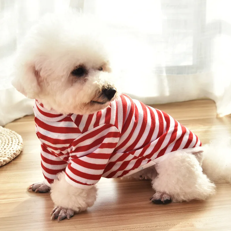 

Pet Stripe Spring Summer Clothing Soft Thin Dog Vest Puppies T-Shirt Cat Pet Small Medium Pet Costume Tee Shirt Teddy Bichon
