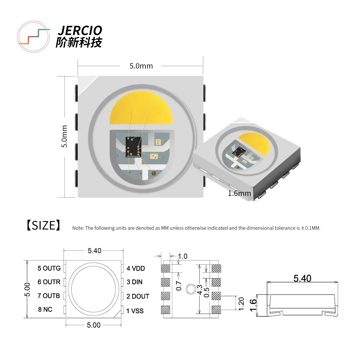 Jercio 50 ~ 1000pcs XT1511 RGBW P8 (аналогичен WS2812b или SK6812)DC12V программируемый индивидуально