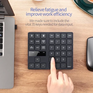 2021 keyboard mini keyboard wireless number pad rechargeable keypad for laptop pc 35 keys one hand ergonomic game keypad new free global shipping