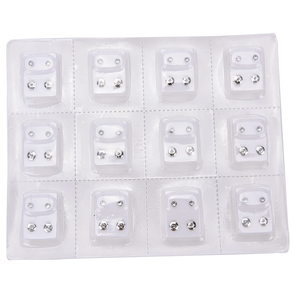 12 пар медицинский стальной сплав одноразовый безопасный пирсинг серьги-гвоздики