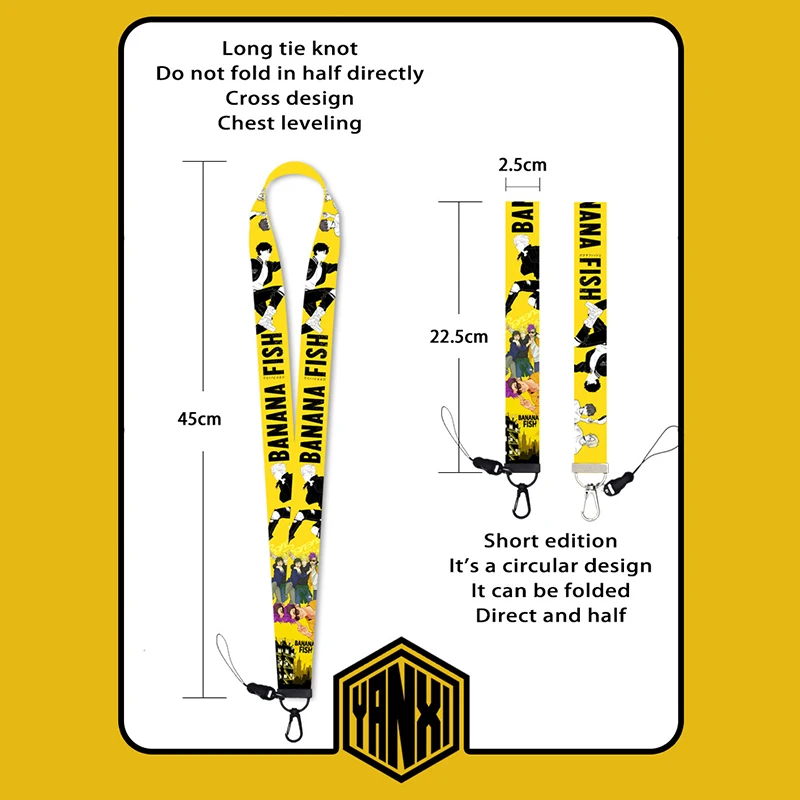 

Anime Banana Fish Cosplay Accessories Prop Polyester KeyChain Cell Phone Neck Strap ID Lanyards