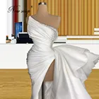 Женское свадебное платье с разрезом, белое платье трапециевидной формы с разрезом, платье для выпускного вечера в арабском стиле Дубаи, 2021
