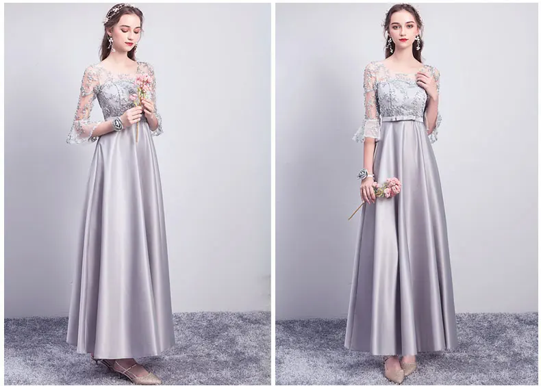 Платье для свадебной вечеринки женщин серое плюс размер платье подружки невесты