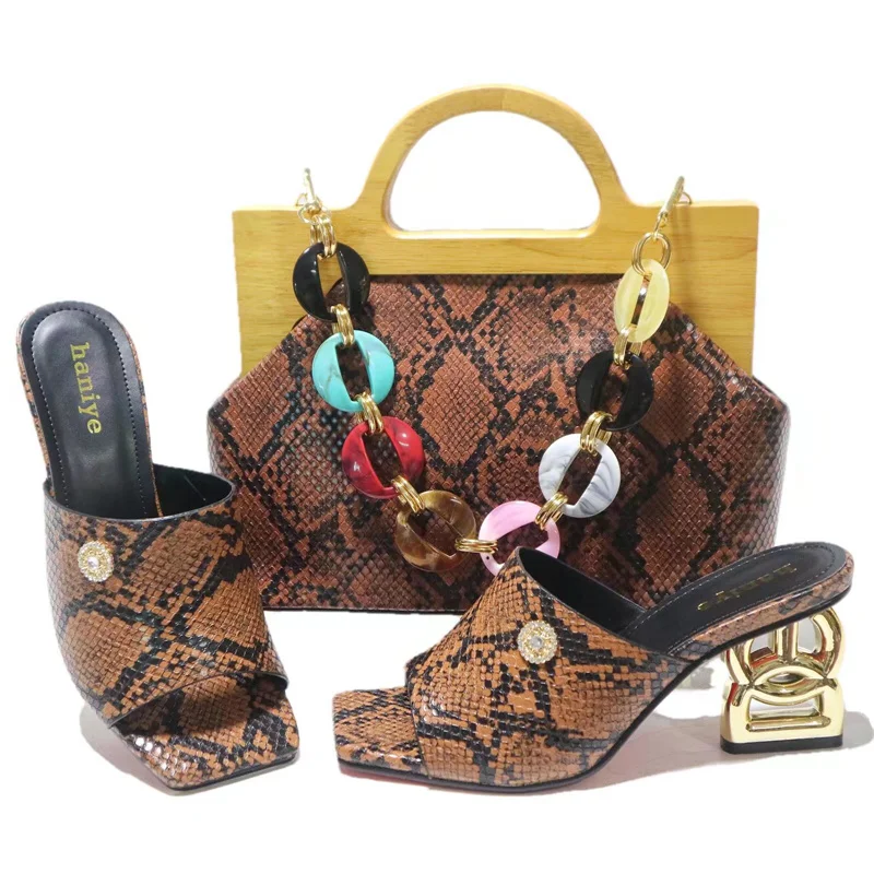 

PEIRESA 2022 New Design Italian Women Shoes Matching Bag Set In Black And Brown Colors Shoes And Bag To Match For Wedding Party