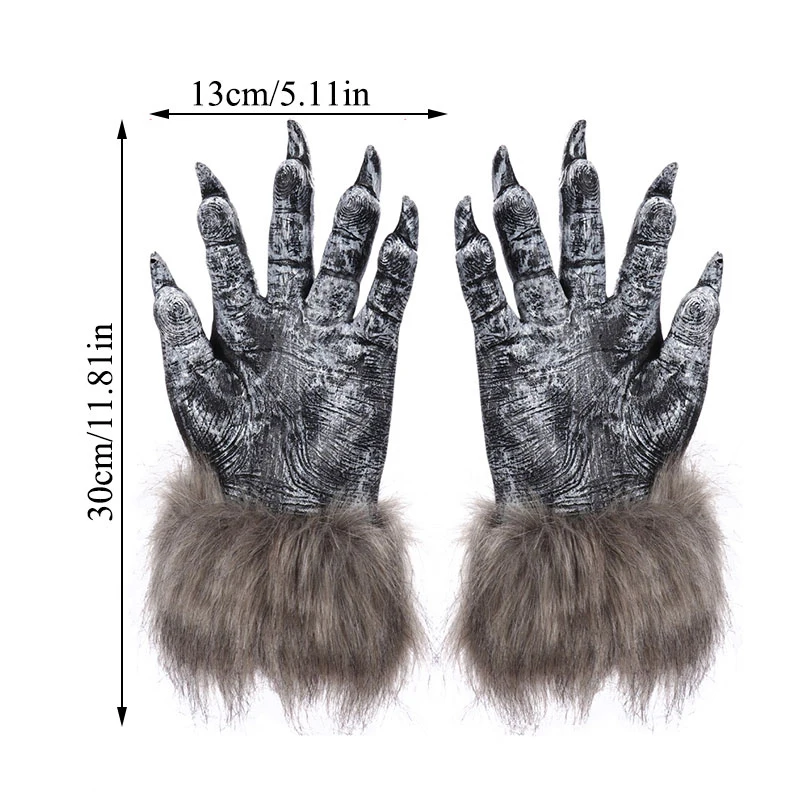 

2020 Cosplay Halloween Gloves Gift Werewolf Ghost Festival Hairy Beast Gloves Simulation Wolf Claw Gloves Drop Shipping