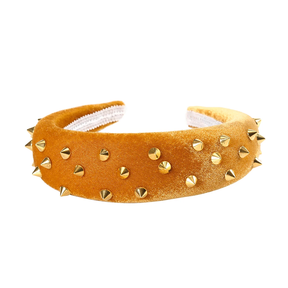 Женский ободок для волос MOLANS однотонный с заклепками золотого цвета модная