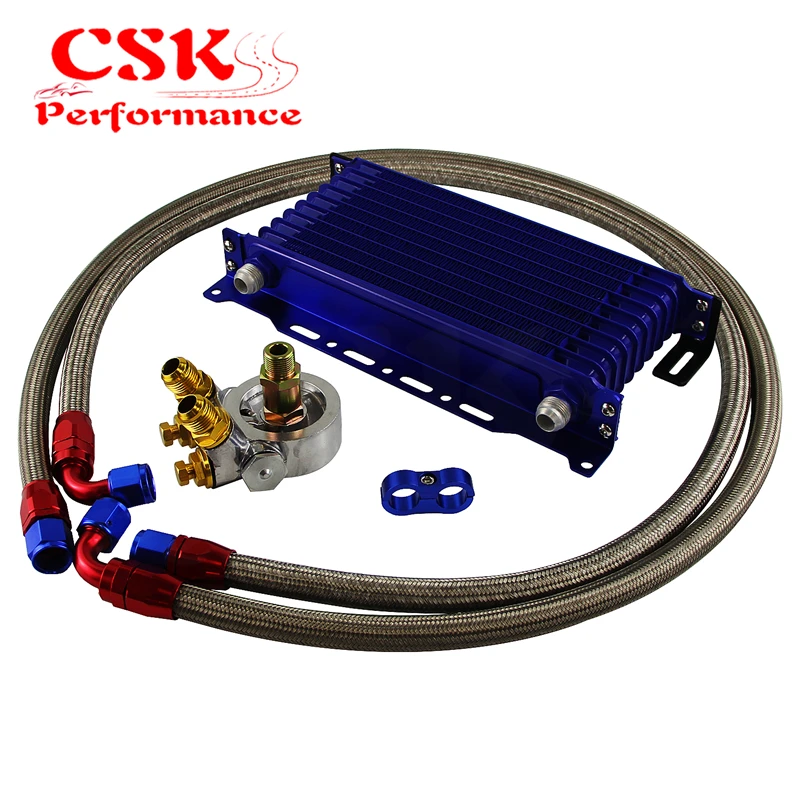 10 рядов масляного радиатора двигателя с термостатом 80 градусов комплект