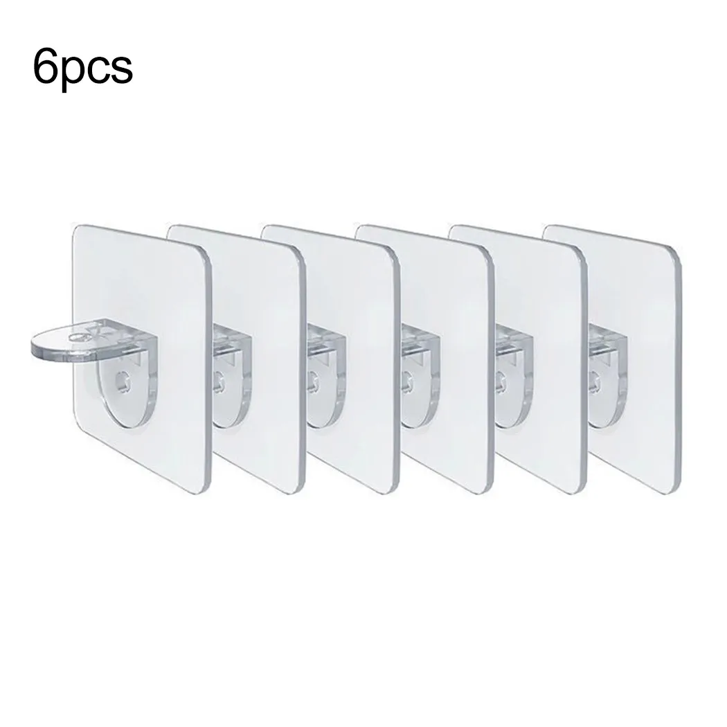

6/12PCS Adhesive Shelf Support Pegs Punch-free Clear Cabinet Shelf Wall Hangers Perforation-free Seamless Clapboard Storage