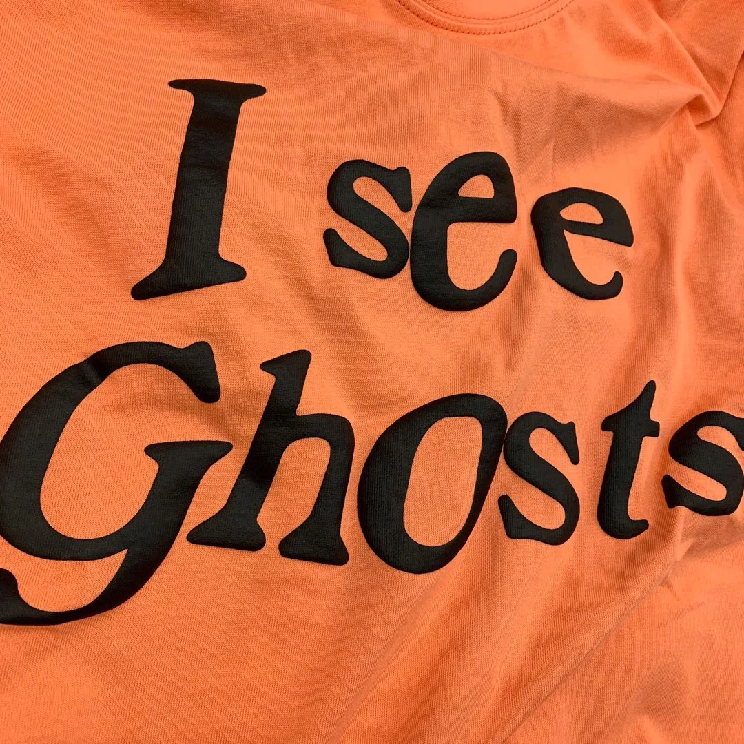 

2019 Kanye West KSG I see Ghosts Printed Women Men Long Sleeve T shirts tees Hiphop Streetwear Men Loose Fit T shirt Cotton