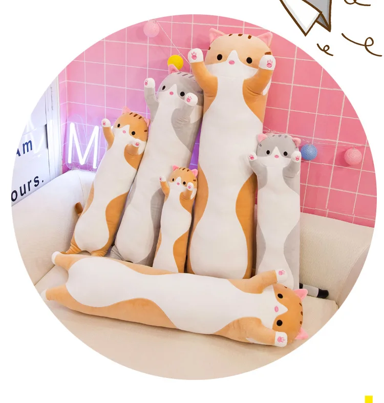 Новинка, креативный подарок, Kawaii, длинная кошка, кукла, спящий компаньон, мягкие животные, игрушки для детей, милые плюшевые игрушки, подарки на день рождения