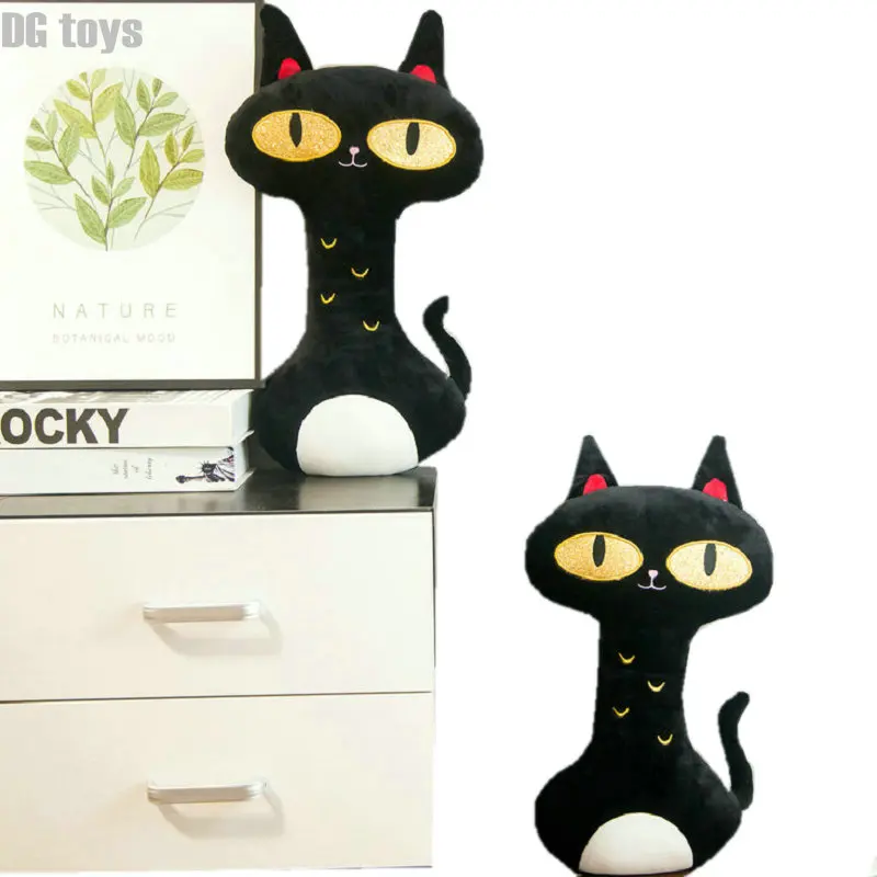 

45cm Luna Black Cat Plush toy Stuffed Golden Eyes Black Magic Cat Plushies throw Pillow Soft Hug Cushion for Girl Home Decor