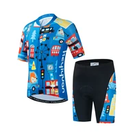 keyiyuan summer childrens short cycling suit blue cartoon city animals breathable maillot ciclismo conjunto de mountain bike