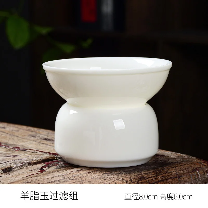 

Белый фарфоровый чайный набор из баранины и нефрита, домашний чайный набор кунг-фу с фильтром для чайной церемонии, аксессуары на заказ