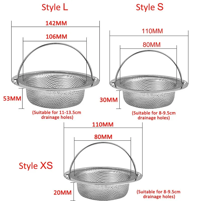 

Kitchen Sink Filter Mesh Strainer Stainless Steel Bathtub Hair Catcher Stopper Shower Drain Hole Filter Trap Floor Drain Tools
