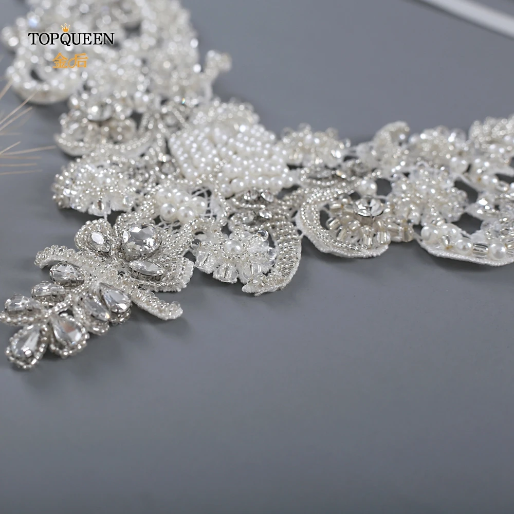 

TOPQUEEN G02 Luxury Crystal Beaded Bridal Shoulder Necklace Handmade Women Pageant Prom Shoulder Jewelry Chain Bolero Lace