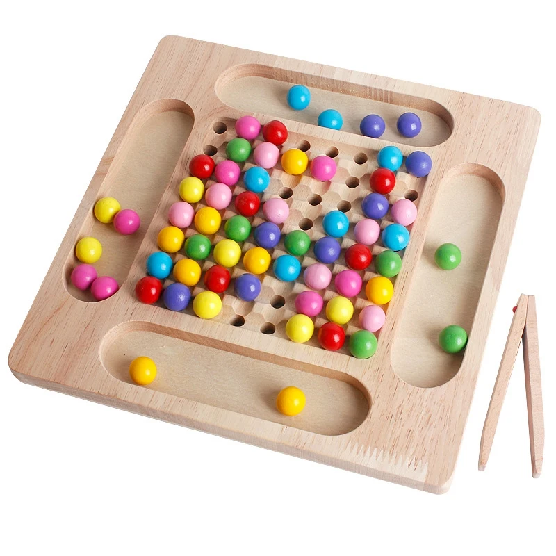 

Kids Wooden Toys Hand Brain Training Clip Beads Puzzle Color Sorting Game Baby Early Educational Toys Gift