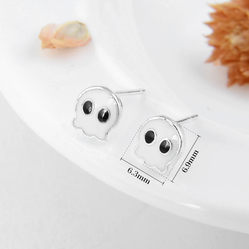 Модные серьги-гвоздики из стерлингового серебра 925 пробы с эмалью и черными