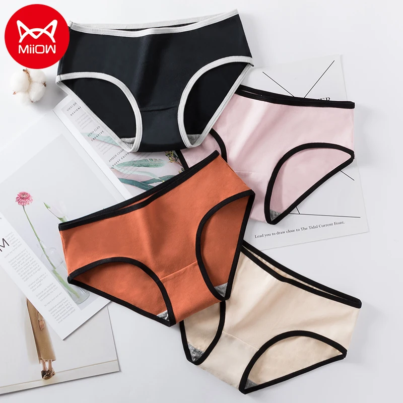 

MiiOW Women Cotton Panties Soft Breathable Briefs High Elasticity Comfortable Ladies Underwear Graphene Antibacterial Crotch