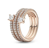 authentic 925 sterling silver rose gold triple spiral ring for women wedding party europe fashion jewelry
