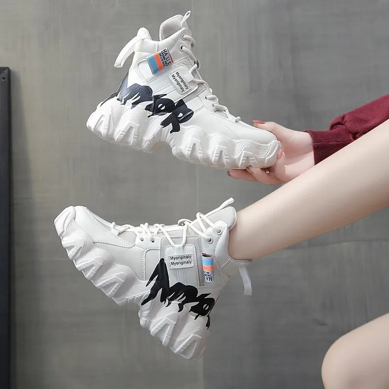 

Autumn Women Sneakers Comfortable High Top Height Increasing Casual Shoes for Women Fashion Chunky Ladies Shoes Zapatillas Mujer
