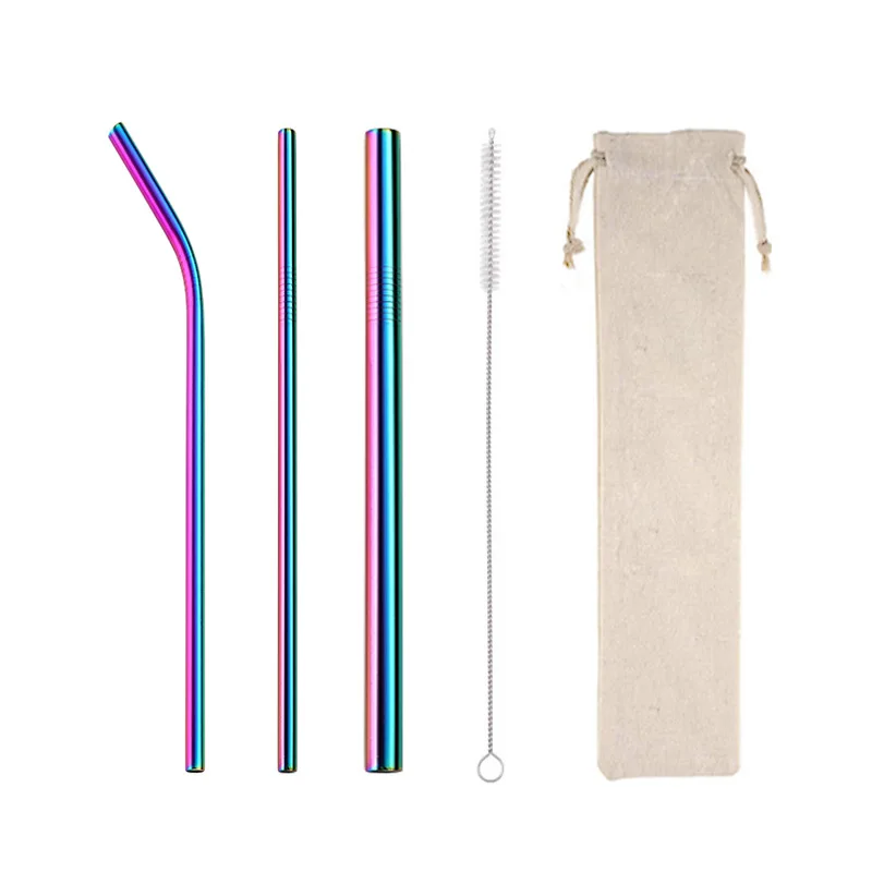5 шт. многоразовая Нержавеющая сталь металлические соломинки с чистящей щеткой