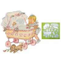 baby carriage dies scrapbooking paper dog with little girl metal craft dies for card making cut dies 2022 embossing new stencil