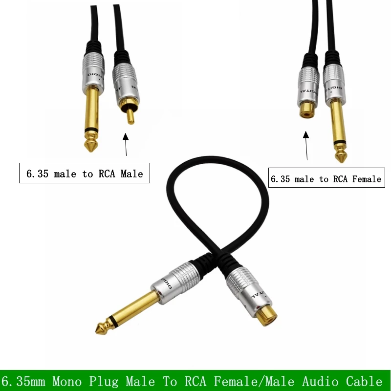 Аудиокабель с RCA на 1/4 дюйма, моно-разъем 6,35 мм, штекер на RCA, гнездо и штекер, аудиокабель 30 см, 180 см, 300 см