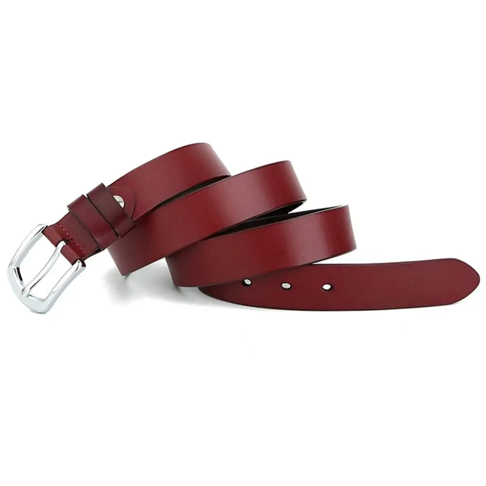 Brand Name Female Pin Buckles Metal Solid Colour Design Women's Cowhide Leather Fancy Vintage Belts 2.3cm Width NFC729