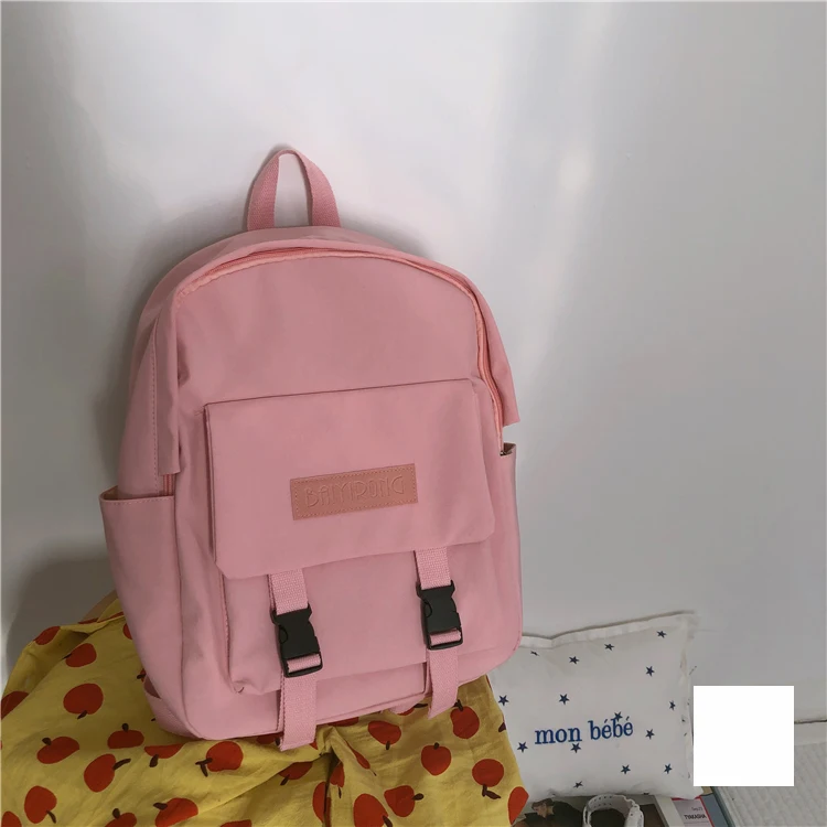 Harajuku сплошной цвет женский колледж большой емкости повседневное корейский рюкзак Ulzzang Мода ins Винтаж письмо рюкзак
