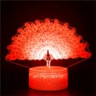 Маленький ночсветильник, 3D животное, павлин, 7 цветов, меняющая голограмму в форме птицы, светодиодная Подарочная настольная лампа, Индукционная лампа для украшения дома и комнаты