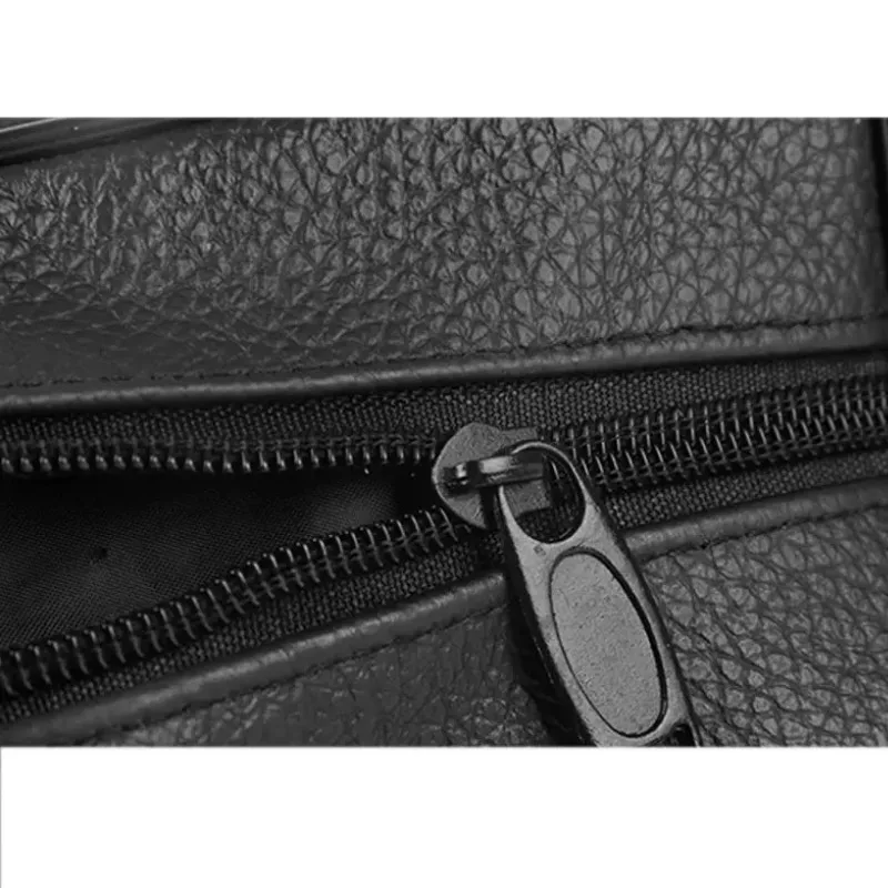 

Men Vintage Leather Waist Fanny Pack Black Zipper Up Travel Outdoor Belt Bum Hip Pouch Chest Bag