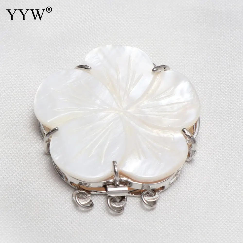 

White Shell Connector Flower Shape Fashion Vintage All-Match Silver Color Can Be Handmade Or Diy For Necklace Hole Approx 2mm