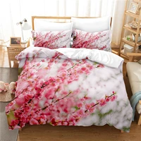 pink flower bedding set for bedroom soft bedspreads for bed home comefortable duvet cover quality quilt cover and pillowcase