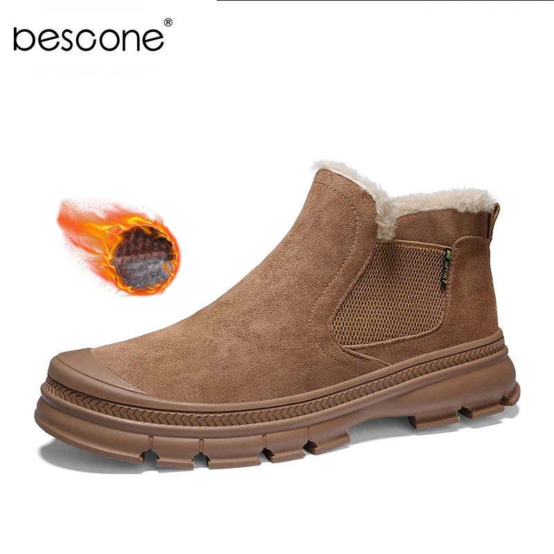 BESCONE/мужские зимние теплые ботинки Повседневные Классические до щиколотки