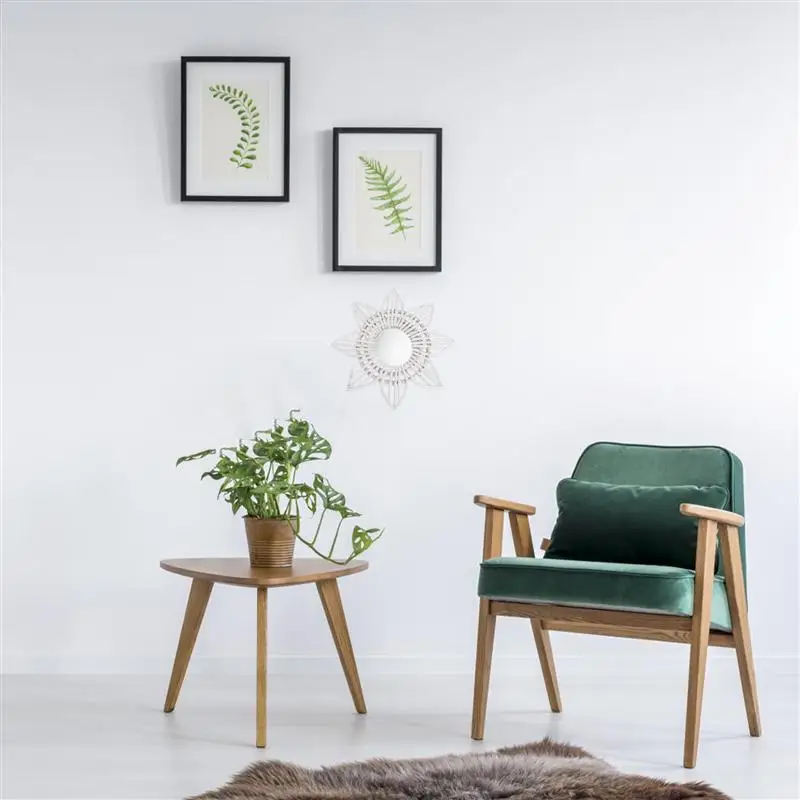 

1Pc Rattan Weaving Wall-mounted Mirror Hotel Decorative Makeup Mirror White