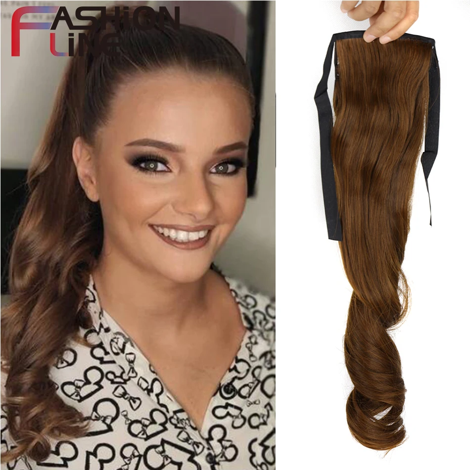 

Synthetic Wrap Around Ponytail Extension Clip in Fake Hair Straight Ponytails Black Brown Natutal Wavy Hairpiece Heat Resistant