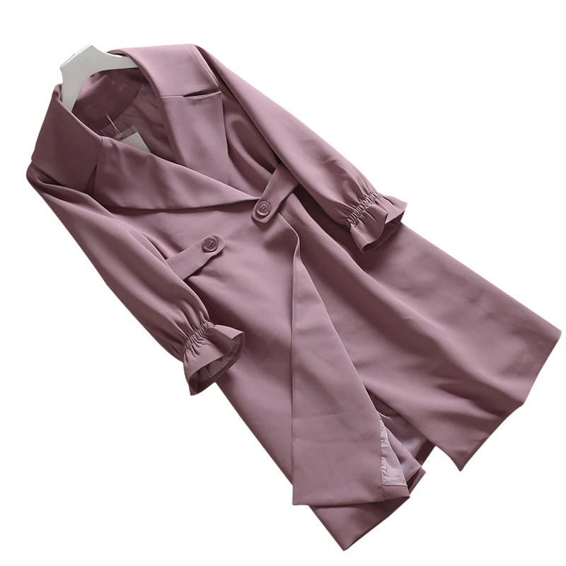 Личность Модные женские туфли Повседневное пальто 2019 осень Однотонная одежда OL