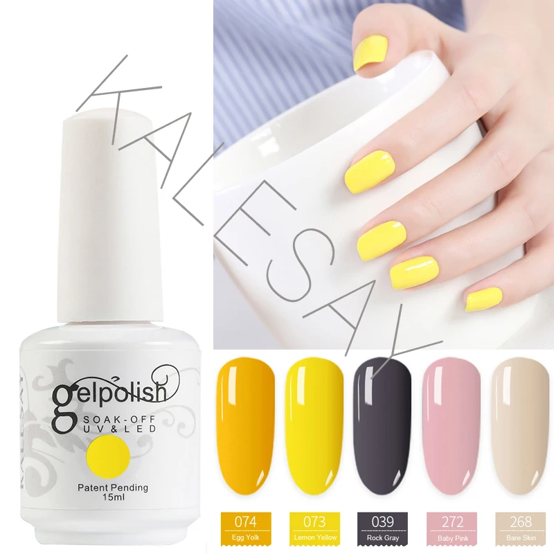 2019 New 15ml Soak Off UV Gel Nail Polish Colors Yellow GelLak Hybrid Semi Permanent Gelpolish Esmalte Varnish | Красота и здоровье